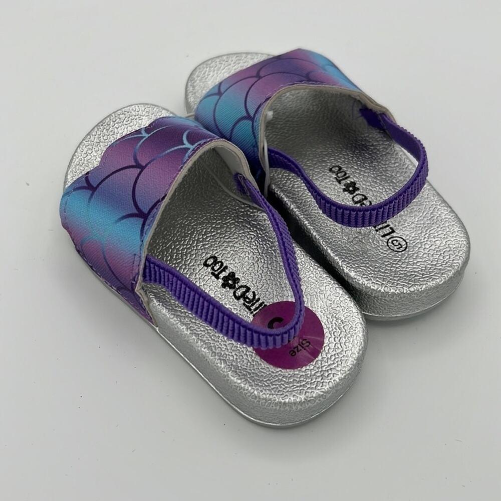 New! Limited Too blue purple mermaid sandals with elastic ankle strap size 5 - Picture 2 of 7